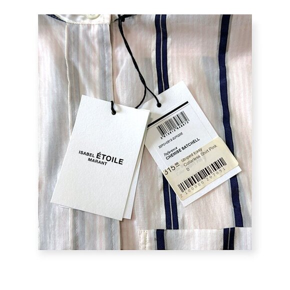 Isabel Marant Etoile Pink Satchell Stripe Shirt, Size US2, FR34, New with tag, - Picture 4 of 16